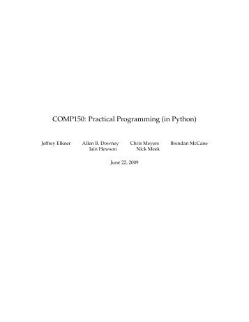 COMP150: Practical Programming (in Python) - Computer Science