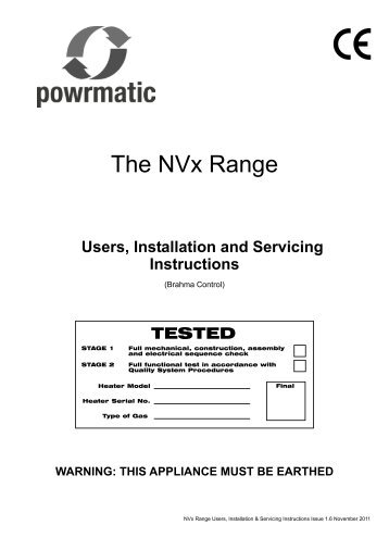 NVx Installation Manual Issue 1.6 - Powrmatic