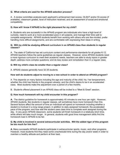 FAQ GATE/APAAS - Irvine Unified School District