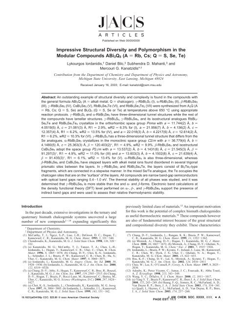 Impressive Structural Diversity and Polymorphism in the Modular ...