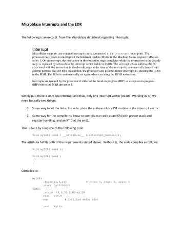 Microblaze Interrupts and the EDK Interrupt - Chess