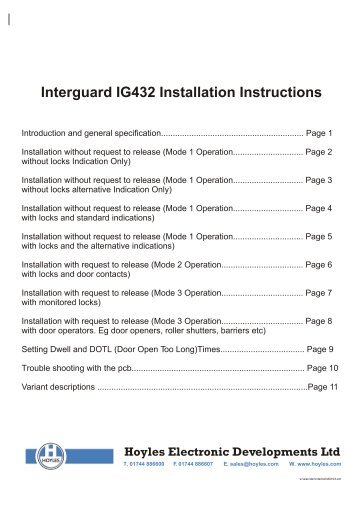 Hoyles IG432 Interguard Installation Instructions