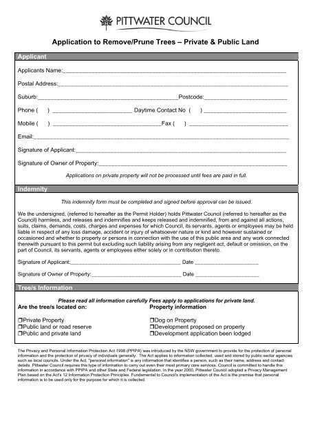 Application Form - Pittwater Council - NSW Government