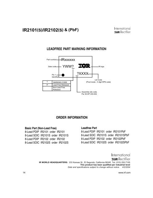 IR2101(S)-IR2102(S) & PbF revO.p65