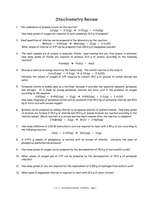 Stoichiometry Review