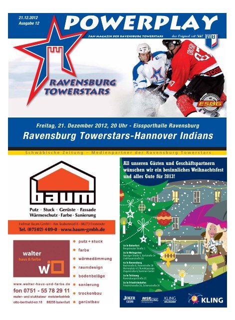 21.12.2012 â Heft zum Spiel gegen Hannover - Towerstars