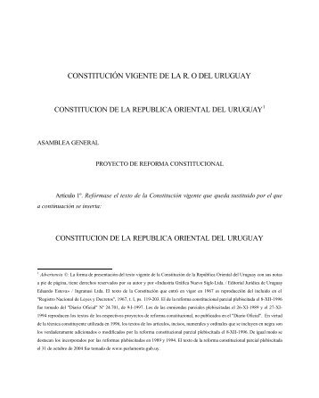 Constitución Vigente de la R. O del Uruguay - Inap