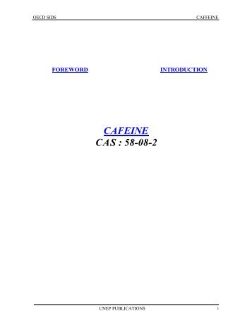 CAFEINE CAS : 58-08-2 - UNEP Chemicals