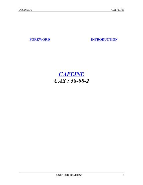 CAFEINE CAS : 58-08-2 - UNEP Chemicals