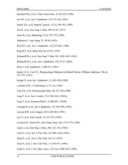 CAFEINE CAS : 58-08-2 - UNEP Chemicals