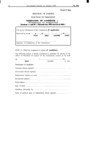 Forms for the Withdrawal of Nomination - ACE Electoral Knowledge ...