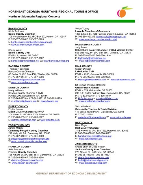 NE-Georgia-Mountains-Contact-List-2012 - Georgia Department of ...