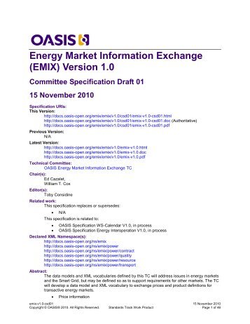 OASIS Specification Template - docs oasis open - Oasis