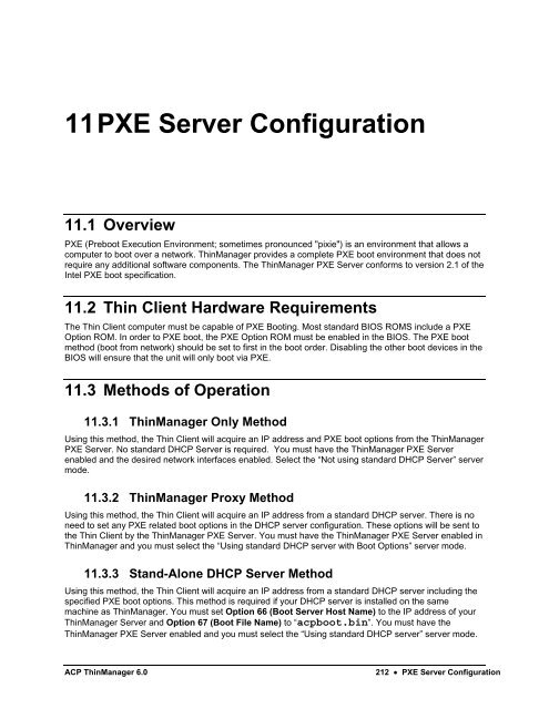 Chapter 11 - PXE Server - ThinManager 6.0 Help Manual