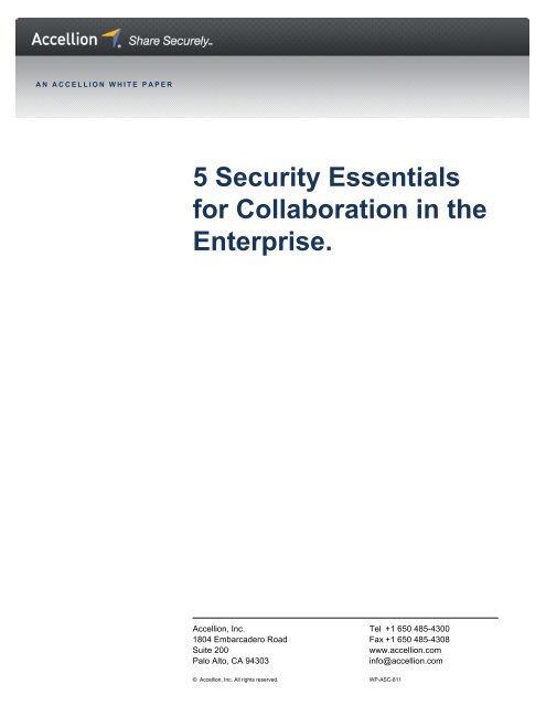 5 Security Essentials for Collaboration in the Enterprise. - Accellion