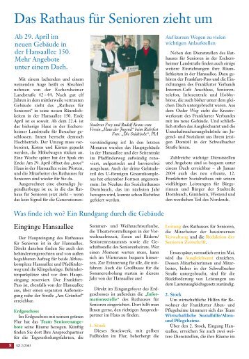 Das Rathaus fÃ¼r Senioren zieht um - Senioren Zeitschrift Frankfurt