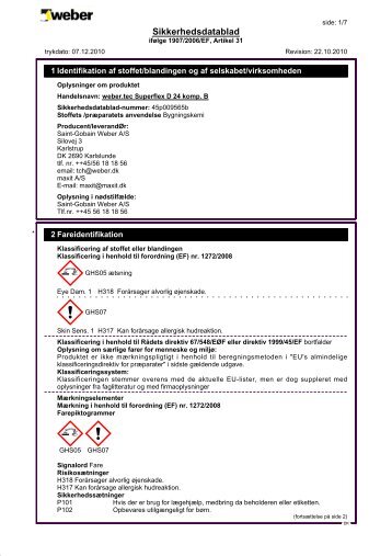 Sikkerhedsdatablad 2 - Weber
