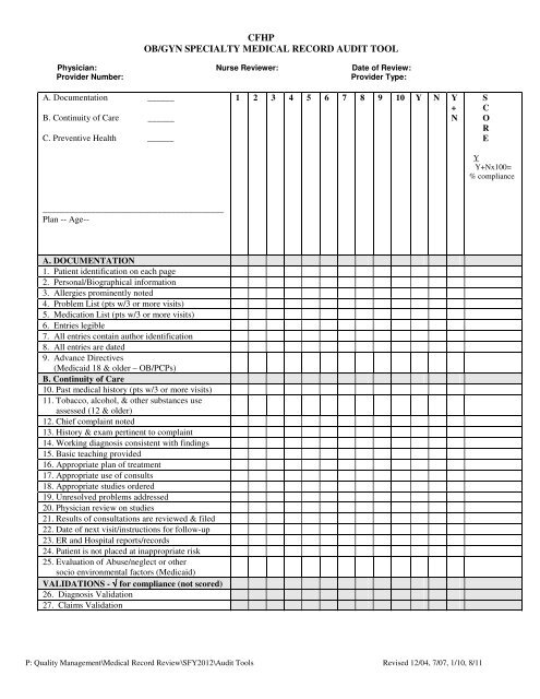 18.5 OB-GYN Medical Record Review Tool 2011