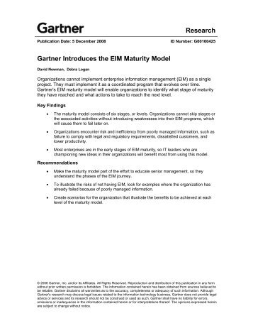 Gartner Introduces the EIM Maturity Model - Eurim