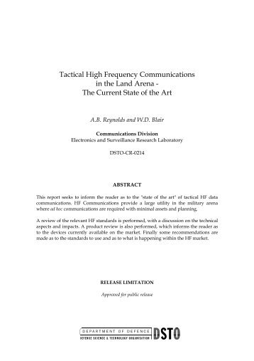 Tactical High Frequency Communications in the Land Arena - The ...