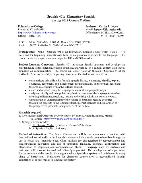Spanish 1A,50A - Folsom Lake College