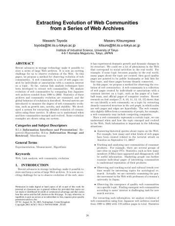 Extracting Evolution of Web Communities from a Series of Web ...