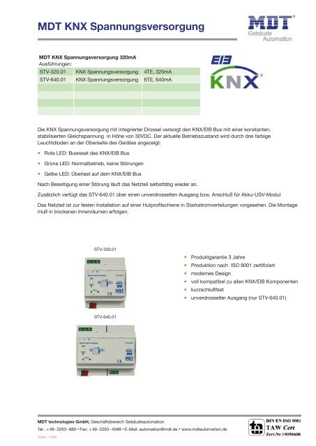 MDT KNX Spannungsversorgung - Eibmarkt.com
