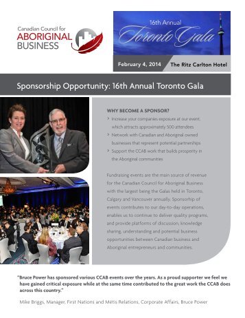 to view our sponsorship package! - Canadian Council for Aboriginal ...