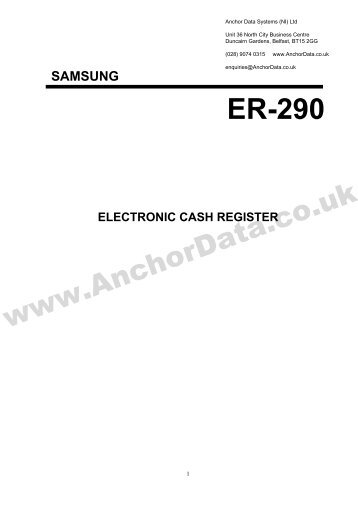 FREE Sam4s ER-290 Cash Register Manual - Anchor Data Systems