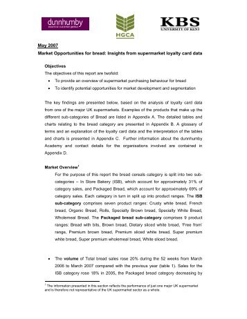 May 2007 Market Opportunities for bread: Insights from ... - HGCA