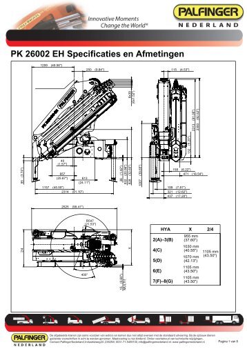 PK 26002 EH Specificaties en Afmetingen - Palfinger