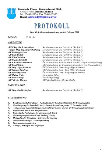 1. GR-Sitzung am 06.02.2009 (114 KB) - .PDF - Fliess