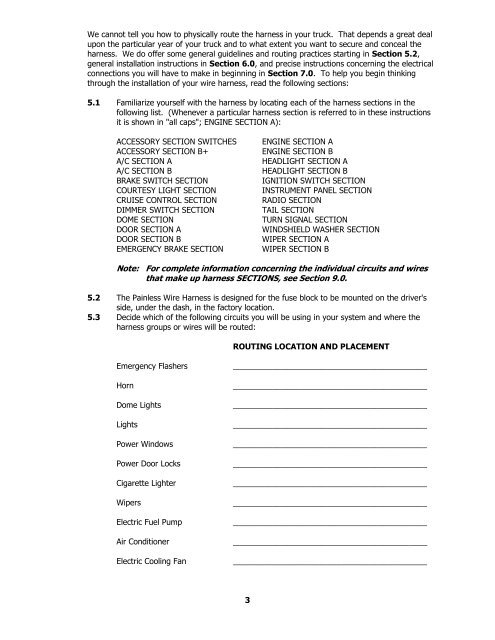 WIRE HARNESS INSTALLATION INSTRUCTIONS - Painless Wiring