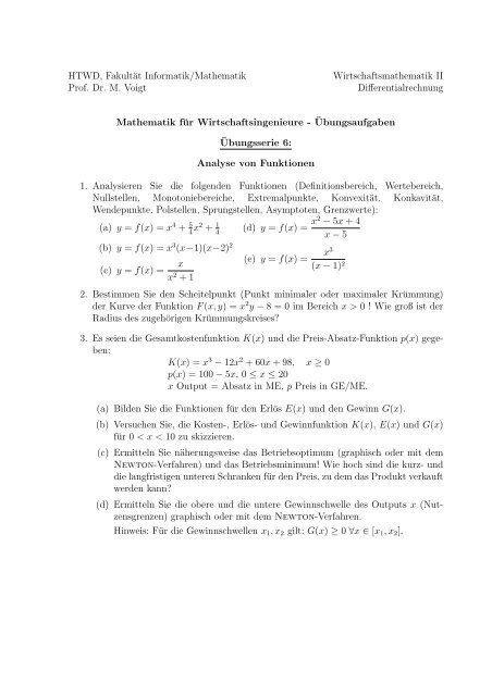 HTWD, FakultÃƒÂ¤t Informatik/Mathematik Wirtschaftsmathematik II Prof ...