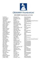 2008 GRAMMY Camp Selectees and Tracks: