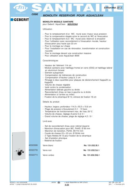 Catalogue Sanitaire - Cfm