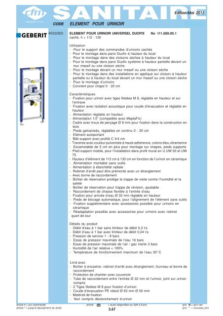 Catalogue Sanitaire - Cfm