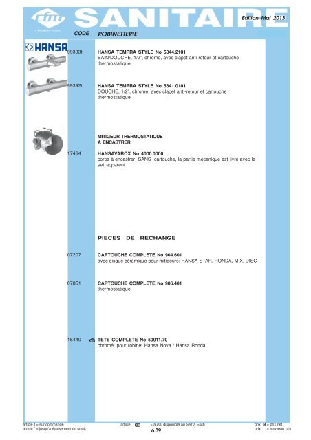 Catalogue Sanitaire - Cfm