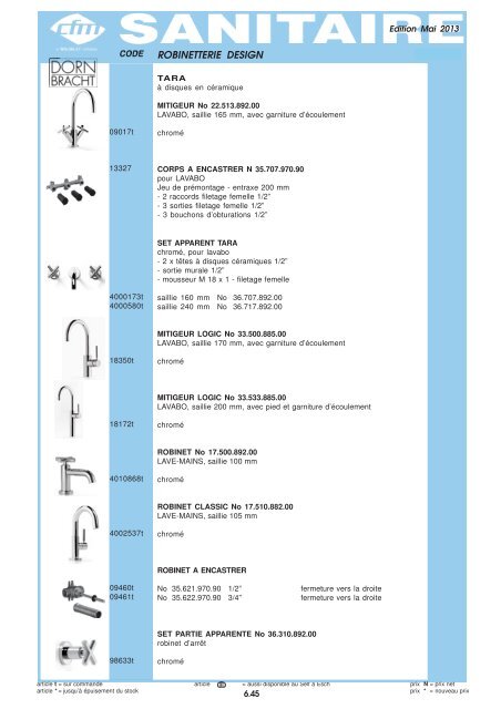 Catalogue Sanitaire - Cfm