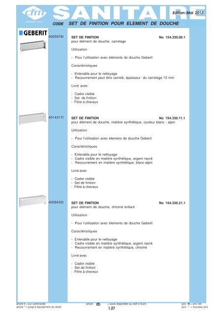 Catalogue Sanitaire - Cfm