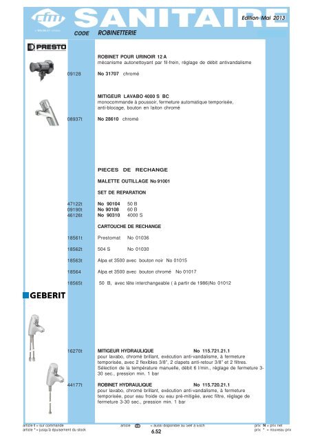 Catalogue Sanitaire - Cfm