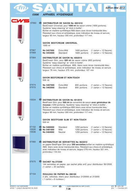 Catalogue Sanitaire - Cfm