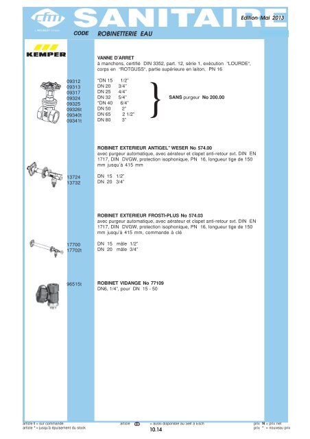 Catalogue Sanitaire - Cfm