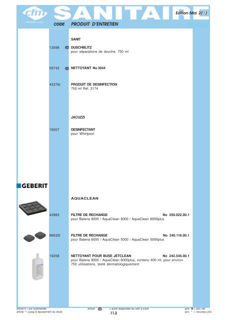 Catalogue Sanitaire - Cfm