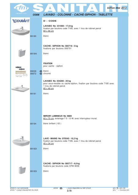 Catalogue Sanitaire - Cfm