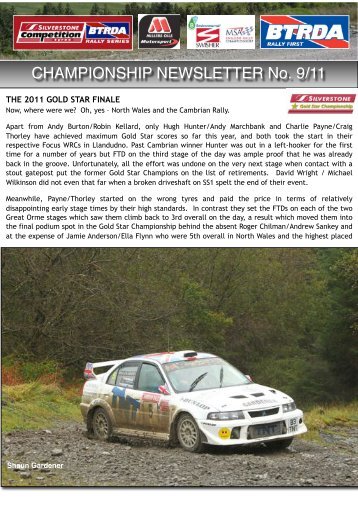 NEWSLETTER No. 9 - BTRDA Rally