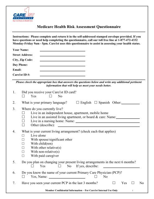Medicare Health Risk Assessment Questionnaire Care1st Health risk-assessment-help-centre