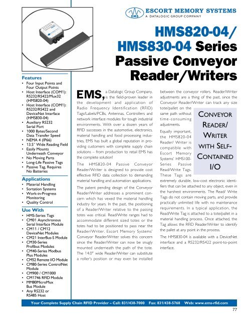 Escort Memory Systems Datalogic EMS HMS827-06 RFID Reader