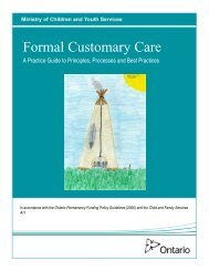 Formal Customary Care - Ministry of Children and Youth Services