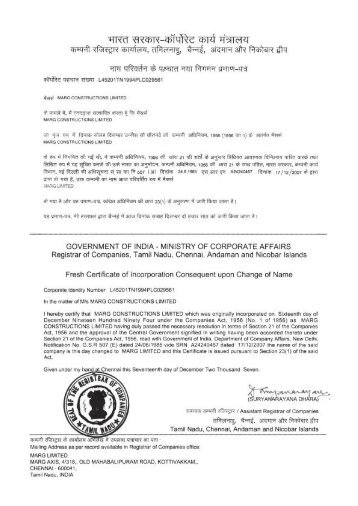Memorandum of Association - MARG Group